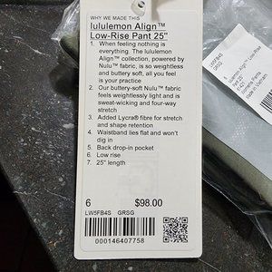 Lululemon Align low-rise pant 25"
